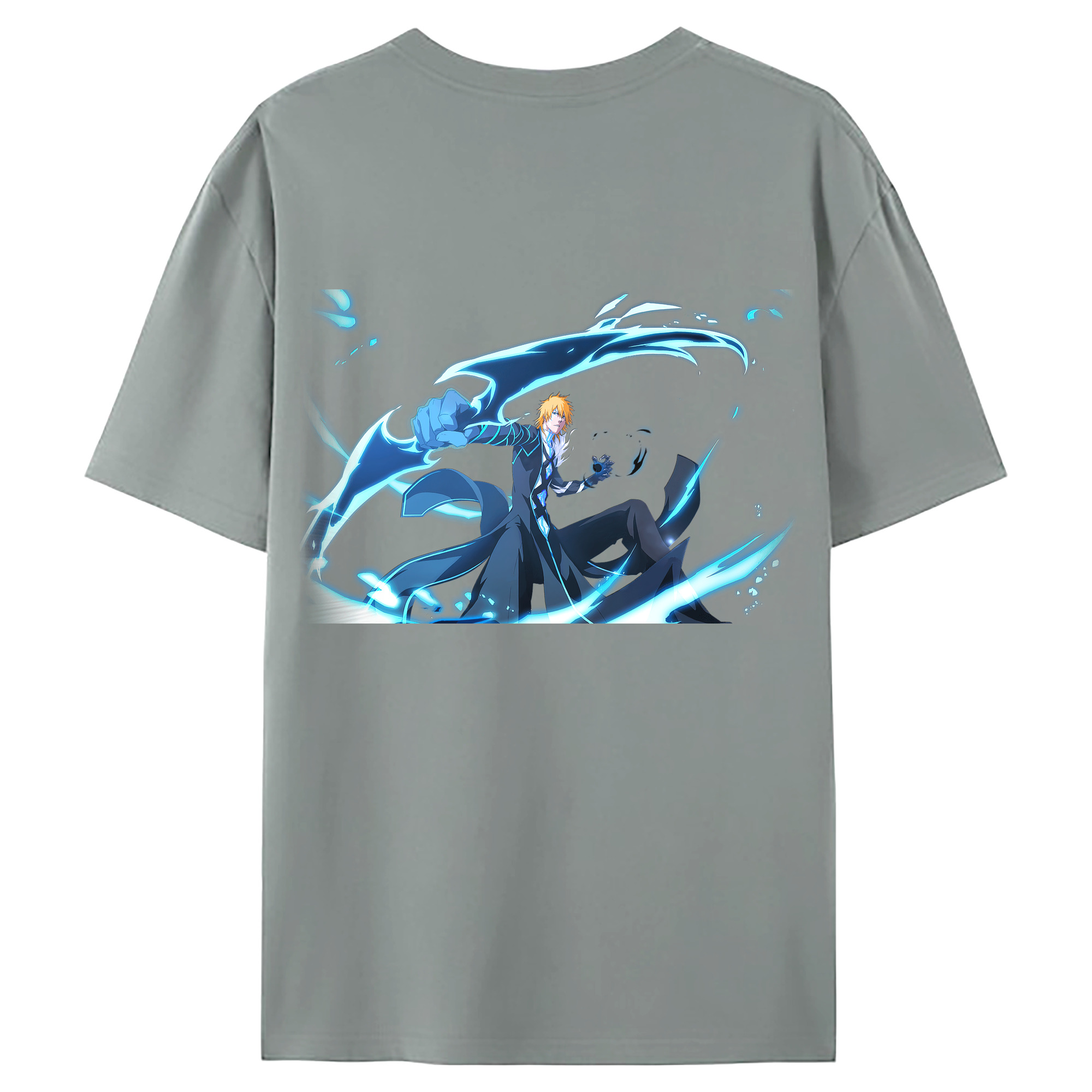 （画像用） ブリーチ 黒崎一護（くろさき いちご）BLEACH Kurosaki Ichigo 綿100％ メンズ半袖Tシャツ（バックプリント） 通気性